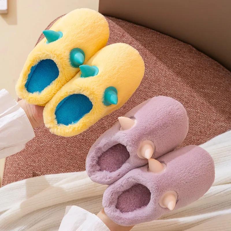Children's Cotton Slippers Autumn Winter Indoor Warmth Non-slip Cute Baby Half-coated Slippers for Girls