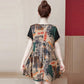 Large Size L-XXXXXL Women's Summer Dress Chiffon Veil Printing Above Knee V-neck Ruffle Short Sleeve Loose