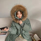 Cotton Clothes Women's Mid-length Winter Clothes Korean Version Ins Hong Kong Style Big Fur Collar Cotton Clothes Bread Clothes Tide