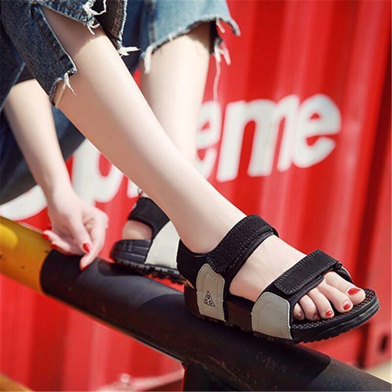 Summer Velcro Women's Sandals Thick-soled Fashion All-match Flat Shoes Mid-heel Sports Casual Sandals