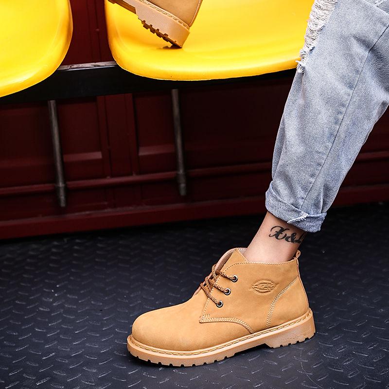 Men Boots Anti-Skidding Leather Shoes Men Autumn Winter Men Shoes Short Snow Boots Durable Outsole
