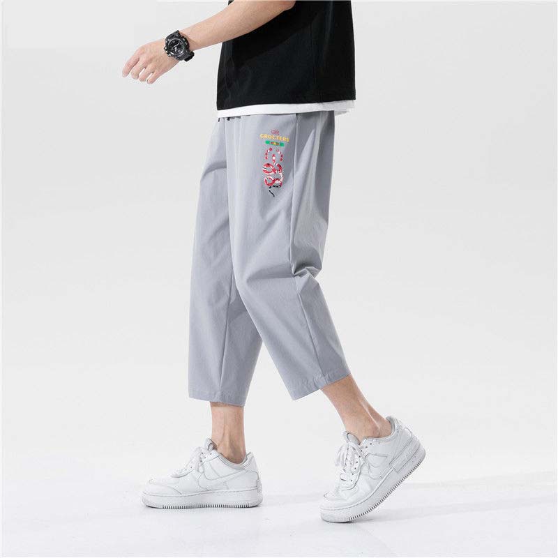 Summer Pants Men's Loose Sports Eight-point Casual Pants Printing Tide Brand Thin Pants