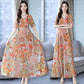 Dress Summer Women's Large Size Chiffon Waist Waist Was Thin Floral Long Skirt A-line Version Long Skirt Large Skirt Waist Waist Was Thin Beach Dress