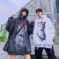 Gothic Punk Sweatshirts Pullover Hoodies Women White Black Printed Oversized Harajuku Sport Shirt Fashion Streetwear Tops with Chain Girl Long Hoodies