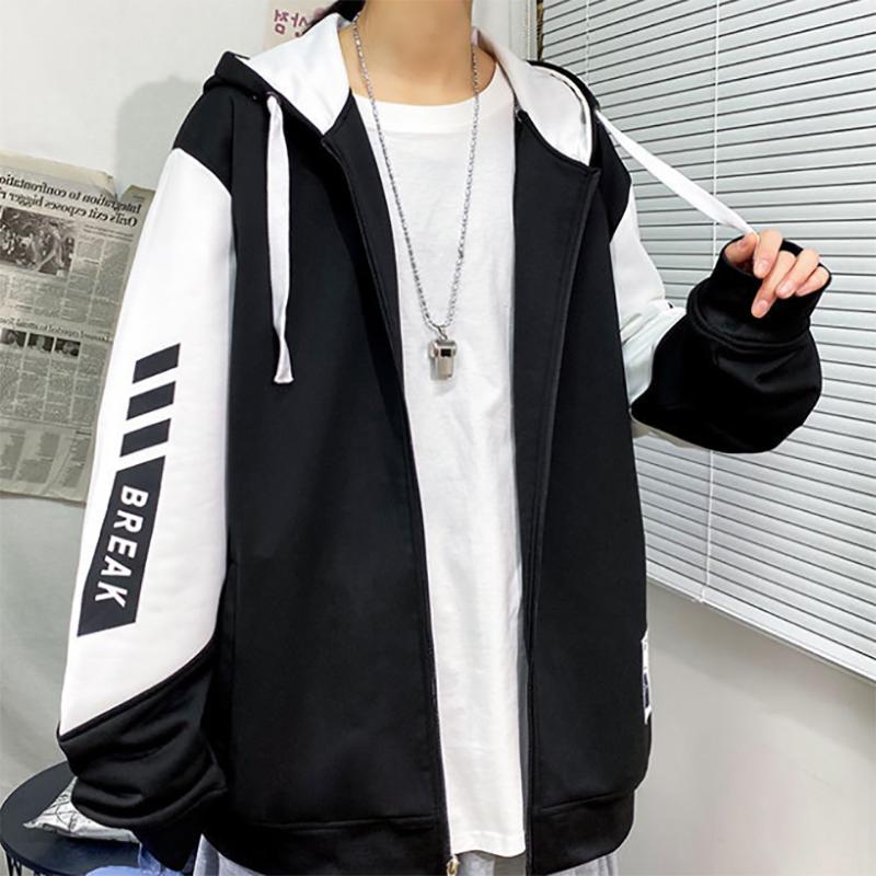 Men's Sweater Autumn Loose Plus Size Hooded Korean Style Trendy Youth Jacket