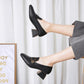 Women's Soft Surface Comfortable Square Toe Small Leather Shoes Real Cowhide Thick British Style Mid-heel Work Shoes Casual Shoes Single Shoes