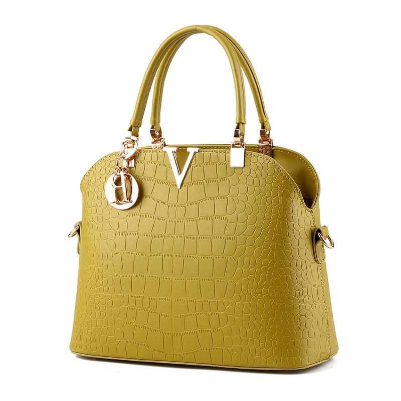 Handbags Women Pu Leather Waterproof Shoulder Shell Crocodile Pattern Bags Crossbody(Solid Color)