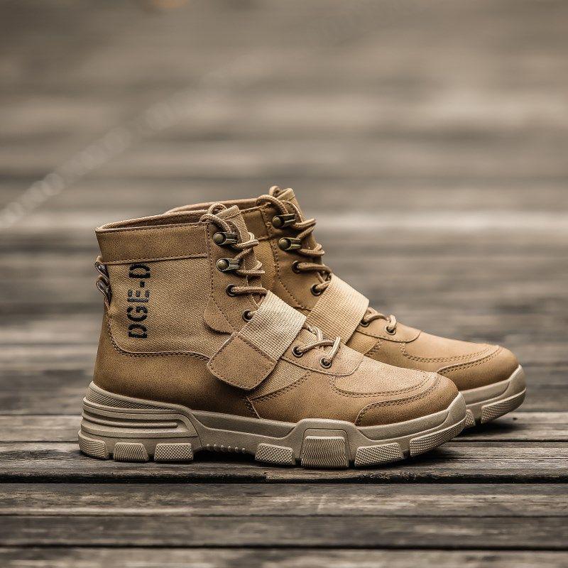 Fashion Men's Martin Boots Warm Working Boots Lace Up Men's Desert Boots Round Toe High Top Shoes