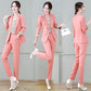 3PCS Women's Suit Three-piece Suit Spring and Autumn Casual Jacket + Floral Vest + Straight Trousers Professional Suit Ladies Thin Solid Color Suit