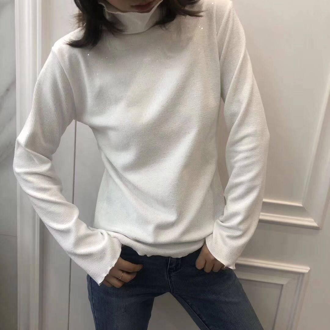 Winter Starry Bottom Shirt Thin Wild Long-sleeve Solid Color Knitted Thin Sweater Outwear