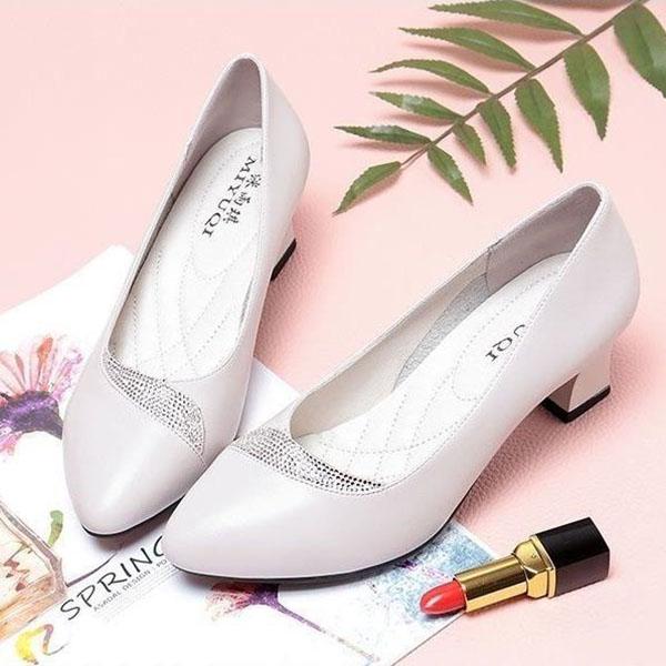 Spring and Summer Single Shoes Soft Bottom Shoes Thick with Casual Shoes Shallow Shoes Women's Shoes Black Leather Shoes