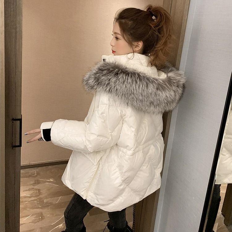 Winter Padded Down Coat Women's Short Bread Coat All-match Fur collar hood Cotton Coat