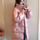 Women's Shiny Down Jacket Mid-length Korean Loose Bread Suit Women's Winter White Duck Down Warm Jacket