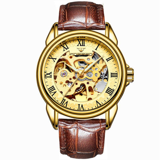 Men Fashion Skeleton Mechanical Watch Casual Sport Waterproof Mens Classic Business Wristwatch