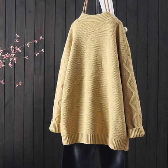 Women's Winter Sweater Female Autumn Large Size Loose Horn Button Versatile Thickened Knitted Cardigan
