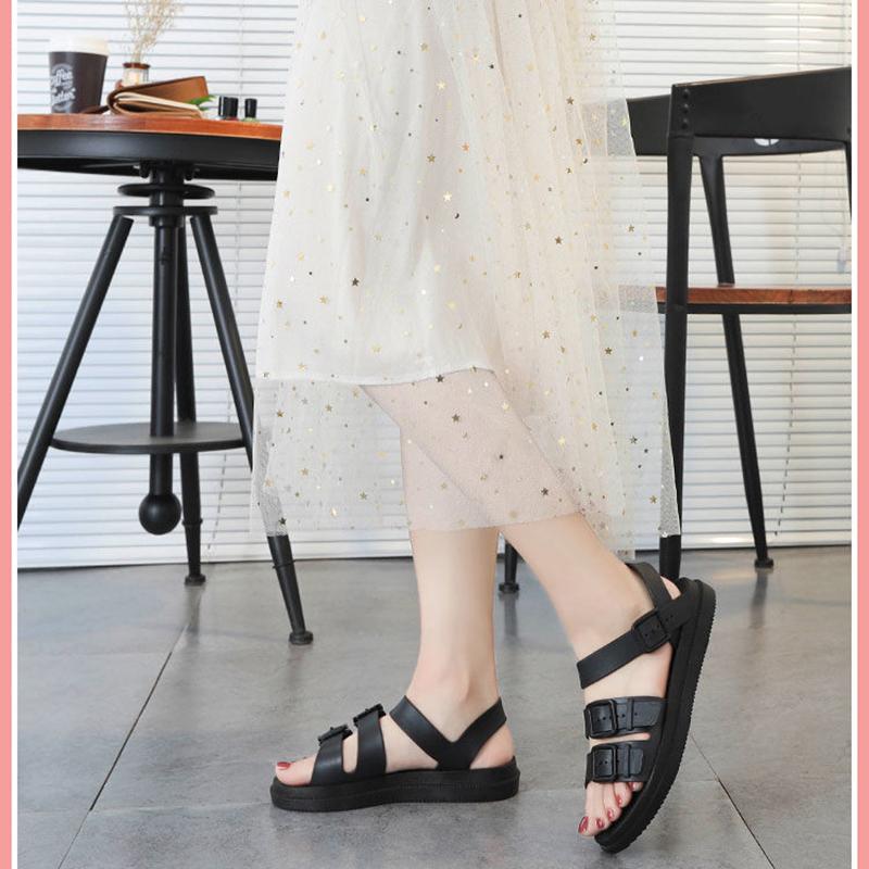 Summer Roman Sandals Wild Ladies Sandals Female Students Flat-bottomed Harajuku Style Beach Sandals Light and Comfortable
