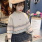 Children's Thickened Bottoming Shirt In Autumn and Winter Jacquard Knitted Little Girl Jacket Simple Casual Girls Sweater
