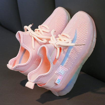 Unisex Children's Sports Shoes Comfortable and Lightweight Sports Running Shoes Breathable Non-slip Net Shoes for Schoolgirls