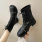 Thick-heeled Martin Boots Women's 2021 Summer British Style Retro Round Toe Short Boots Metal Chain Motorcycle Boots