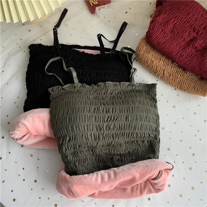 Sexy Winter Thermals Women Velvet Vest Spaghetti Strap Slim Body Tops Solid Warm Inner Wear Sleeveless Thermal Underwear