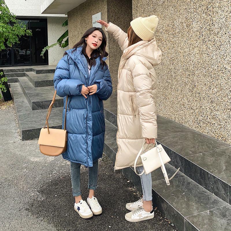 Fur Collar Cotton Clothes Women's Winter Coat Ladies Cotton-padded Jacket Loose Shiny Bread Coat Long-sleeved Top