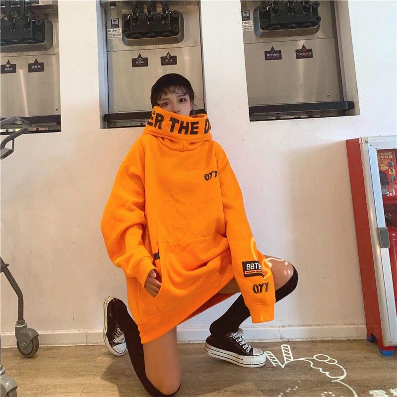 Women Winter Sweatshirts Turtleneck Hooded Pullover Hoodies Oversized Streetwear Hip Hop Tracksuit Plus Size Loose Long Coat Women Top Clothes