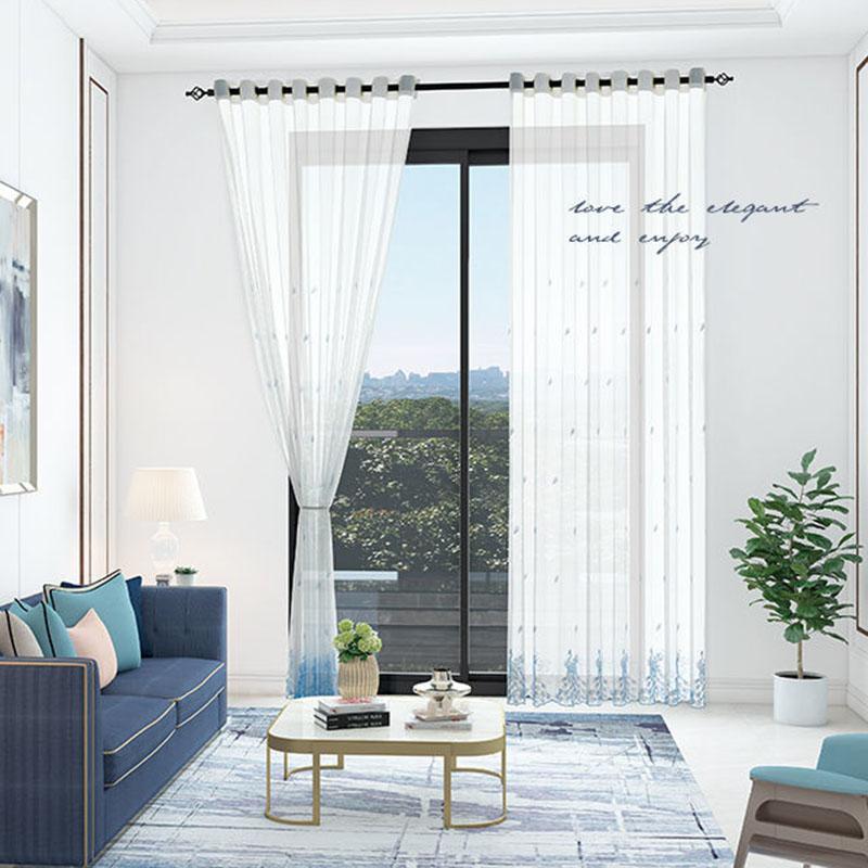 1/2pcs  Peacock Embroidered Sheer Tulle Curtains for Living Room Girls Jacquard Pastoral Window Curtain for Bedroom Curtains