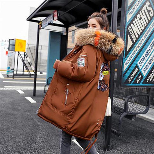 Winter Jacket Women Winter Coat Women Parkas Real Fur Coat Big  Fur Collar Outerwear