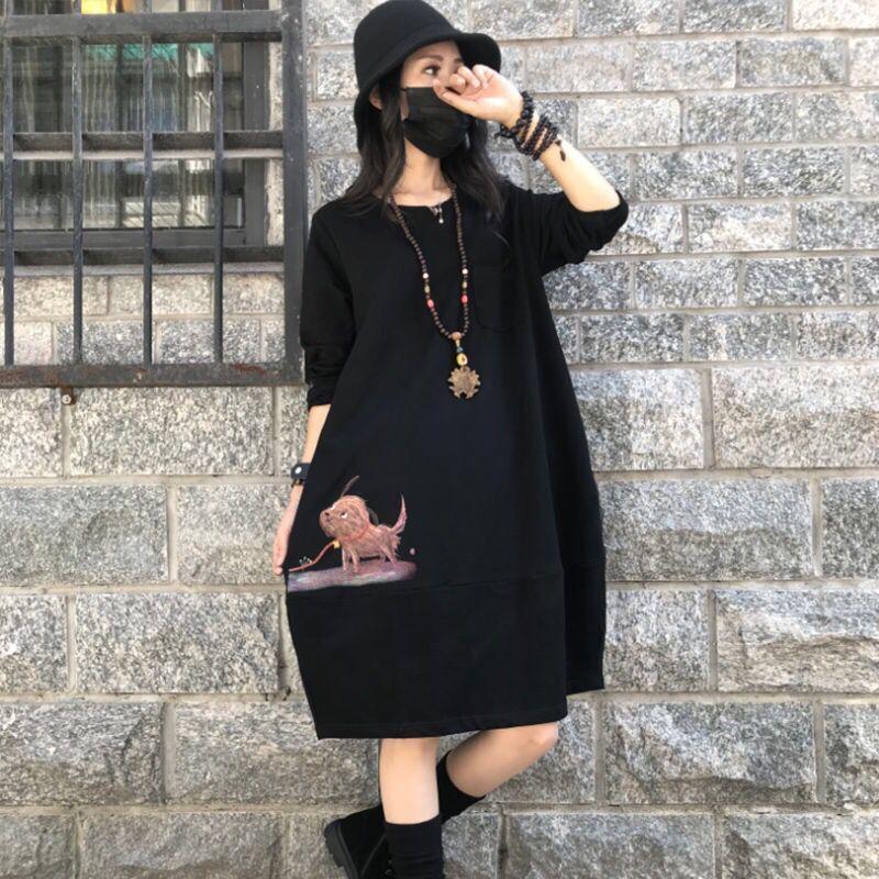 Autumn and Winter Thicker Plus Size Casual Sweater Personality Trend In The Long Coat Long Sleeve Dress Women