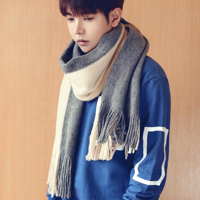 Men Fashion Scarves Men Winter Wool Knitted Cashmere Scarf Couple's Thick Warm Long Scarf