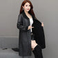 Winter Women's Leather Fashion Fur Coat Lamb Fur Coat Plus Velvet Thickening Medium Long Large Size Leather Coat