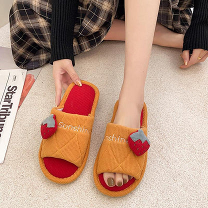 Slippers Women's Linen Slippers Cute Fruit Slippers Home Non-slip Cotton Linen Lovers Children Floor Slippers