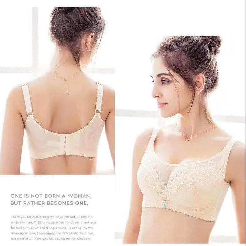 40-44CD Thin Sexy Lace Breathable Skin-Friendly No Steel Ring Bra Gathered Anti-sagging Receiving Secondary Breast Ladies Underwear Bra