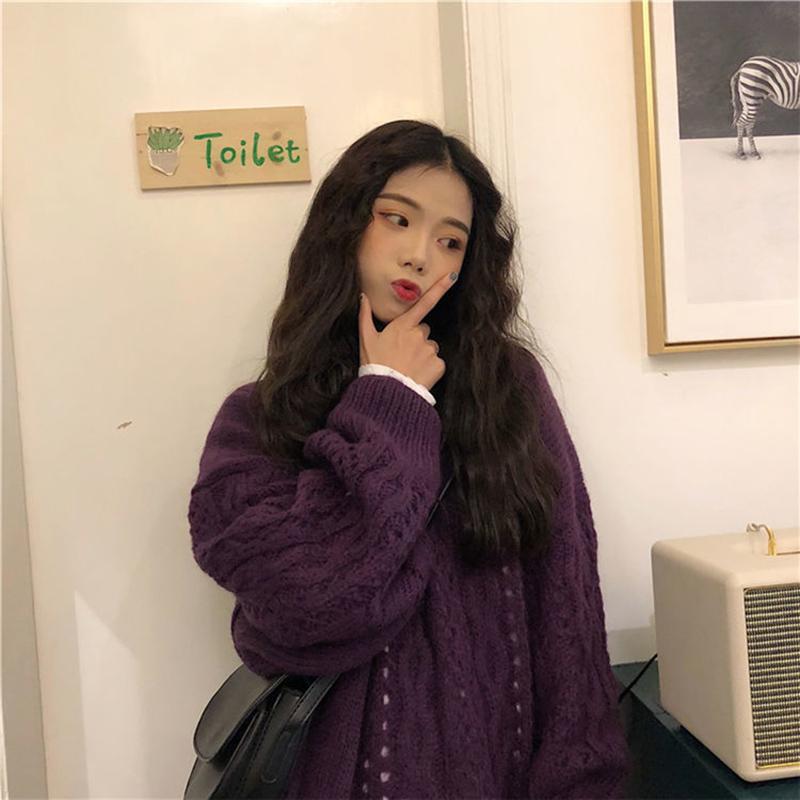 Spring   Autumn Women's Loose Casual Fashion Pullover Jacket Knitwear Top Mid-length Outer Sweater
