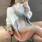Autumn Women's V-neck Sweater Loose Outer Wear Basement Knit Top Women's Loose Sweet Hollow Long Sweater Comfortable Inside