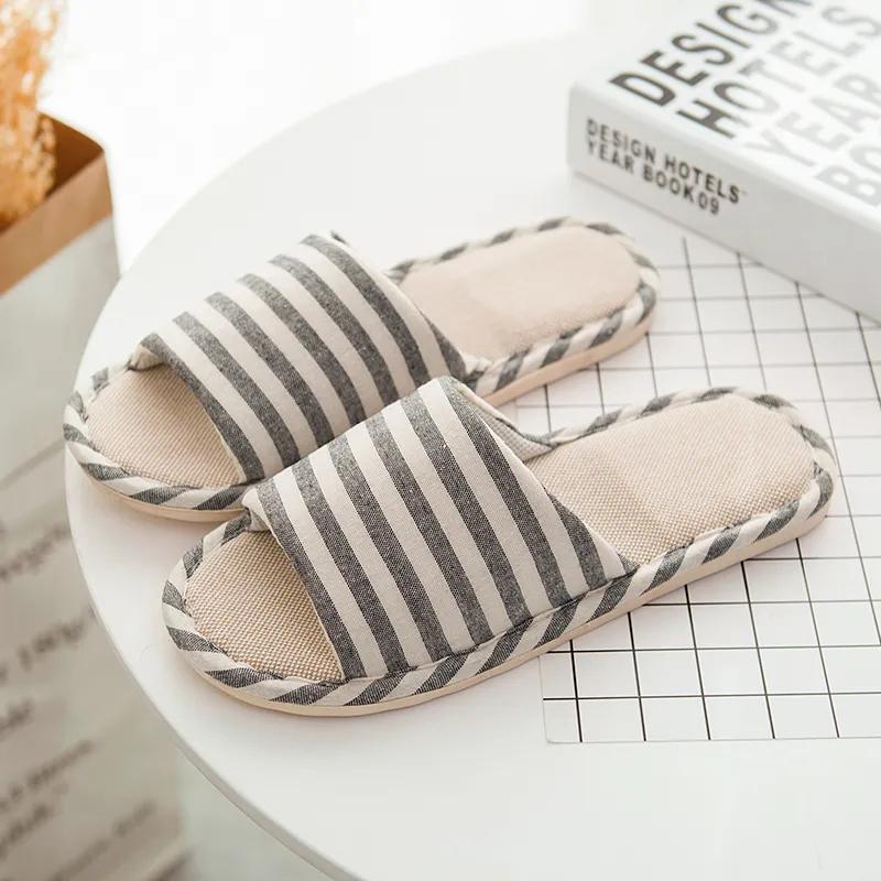 Women Indoor Slippers Floor Flat Shoes Spring Autumn Linen Flip Flops Home Slippers Female Comfortable Zapatillas de hombre New