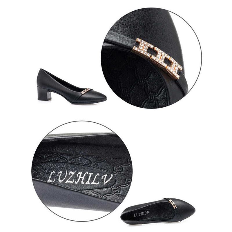 Women's Shoes Soft Leather Single Shoes Thick with Non-slip Comfortable Casual Work Shoes
