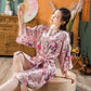 Summer Women's Nightgown Imitation Silk Satin Kimono Bridesmaid Dress Floral Thin Cardigan Dressing Gown Bathrobe