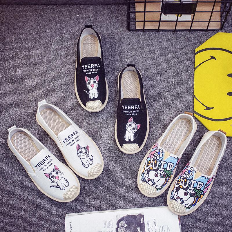 Summer Women Flat Shallow Loafers Canvas Shoes Fabric Female Casual Shoes Comfortable Breathable Ladies Mother Sewing