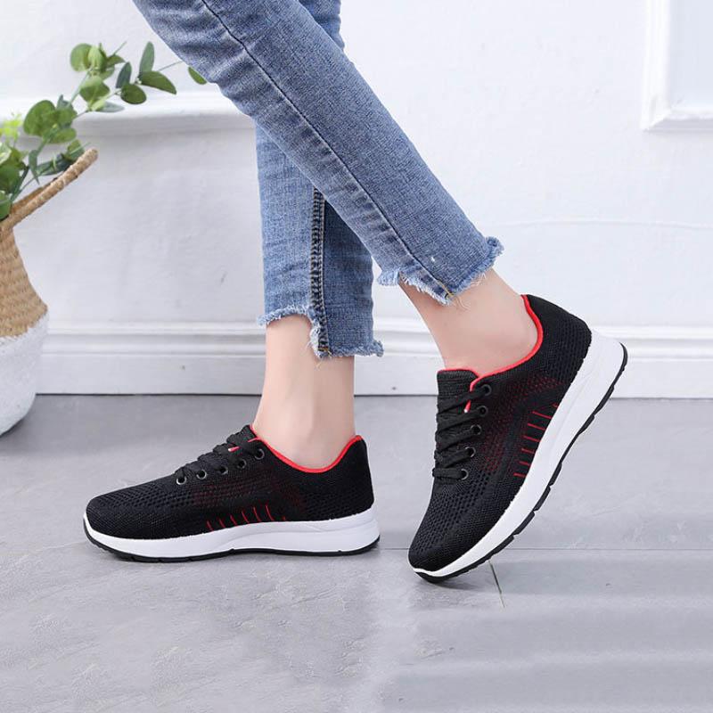 Ladies Sports Shoes Mesh Casual Shoes Flat Lightweight Running Shoes Canvas Non-slip Travel Single Shoes Women