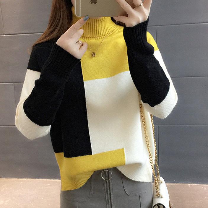 Turtleneck Knitted Jumpers for Women Women Sweater Casual Long Batwing Sleeve Pullovers Streetwear