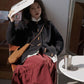 Retro Red Horn Buckle New Autumn and Winter Sweater Women's Knitted Cardigan Jacket Women Loose Outer Wear Korean Version of All-match