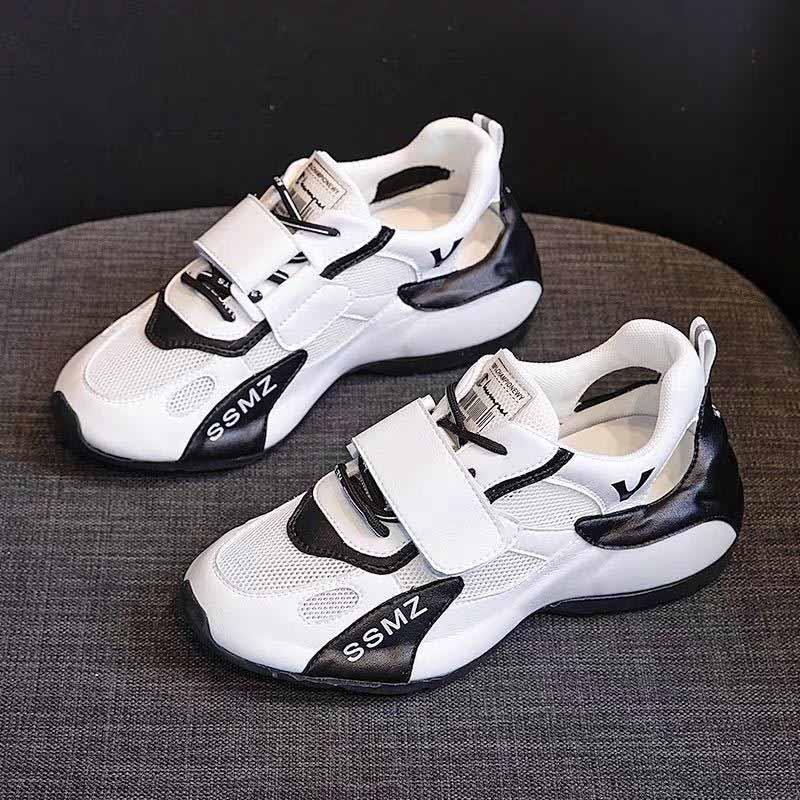 Plus Size 35-40 Summer Women Low-top Mesh Sneakers Breathable Running Basketball Shoes Students Shockproof Non-slip Velcro Shoes
