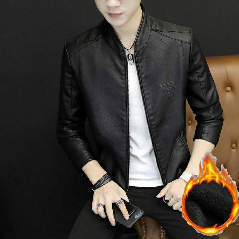 Men Leather Jacket Fashion Autumn Motorcycle PU Leather Winter Bomber Jackets Outerwear Leather Coat