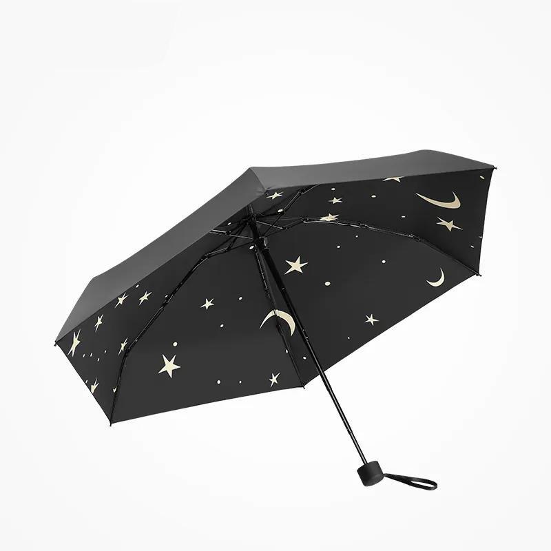 Creative Small Fresh Black Plastic Sun Umbrella Sunshade Umbrella Anti-ultraviolet Female Folding Sunscreen Sun and Rain Dual-use Umbrella