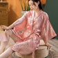 Summer Women's Nightgown Imitation Silk Satin Kimono Bridesmaid Dress Floral Thin Cardigan Dressing Gown Bathrobe