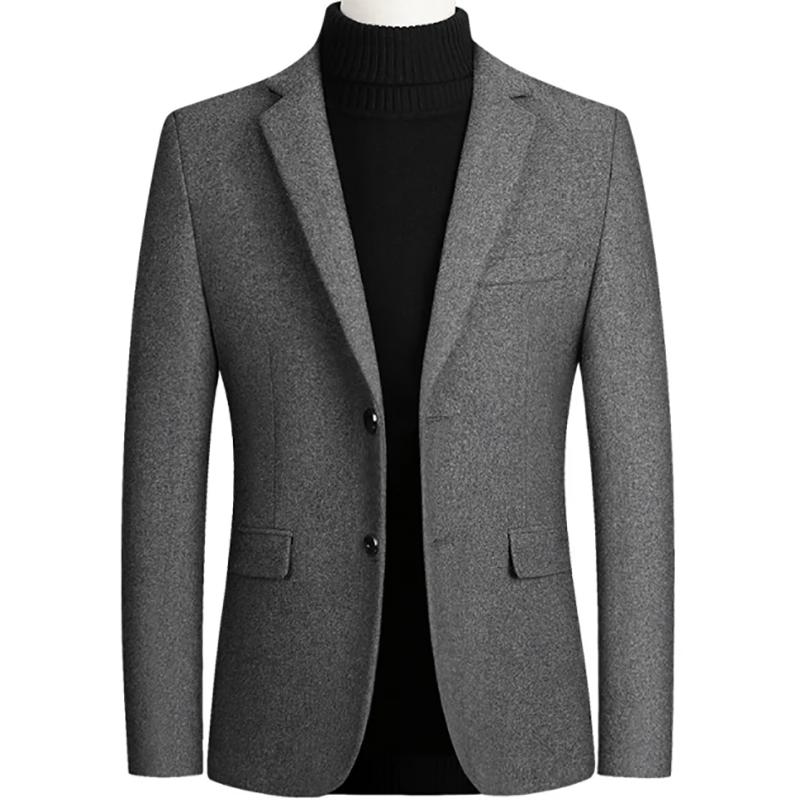 Autumn and Winter Men's Jacket Business Casual Thickened Plus Velvet Warm Loose Jacket Men