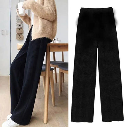 Plus Velvet Wide-leg Pants Women's Casual Sports Mopping Pants Winter High Waist Loose Drape Thickened Straight Pants All-match Warmth