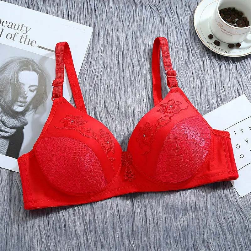Large Size No Steel Ring Anti-glare Design Bra Gathered Comfortable Anti-sagging Underwear Sexy Jacquard Bra
