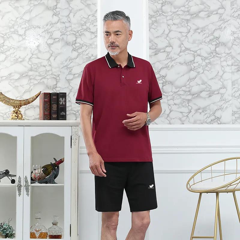 Summer Middle-aged and Elderly Men's Short-sleeved Suit Sports Cotton Loose Dad Two-piece Men's Suit